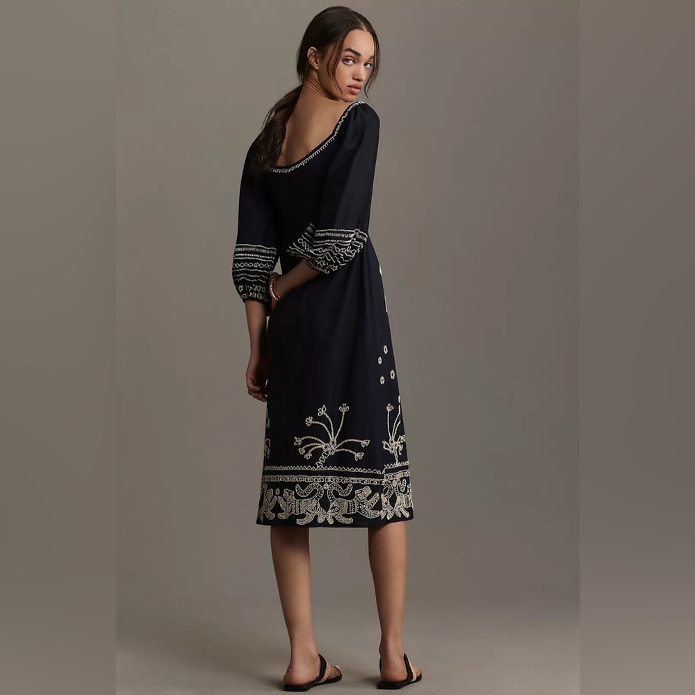 Farm Rio Sweetheart Cutout Beaded Midi Dress - Picture 3 of 4